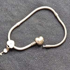 Pandora Charm Bracelet Heart Clip Closure Heart Locket Charm Silvee 925